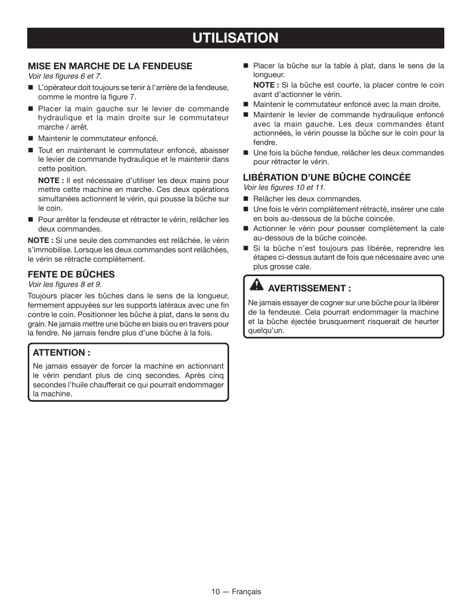 Utilisation | Homelite UT49103 User Manual | Page 23 / 38