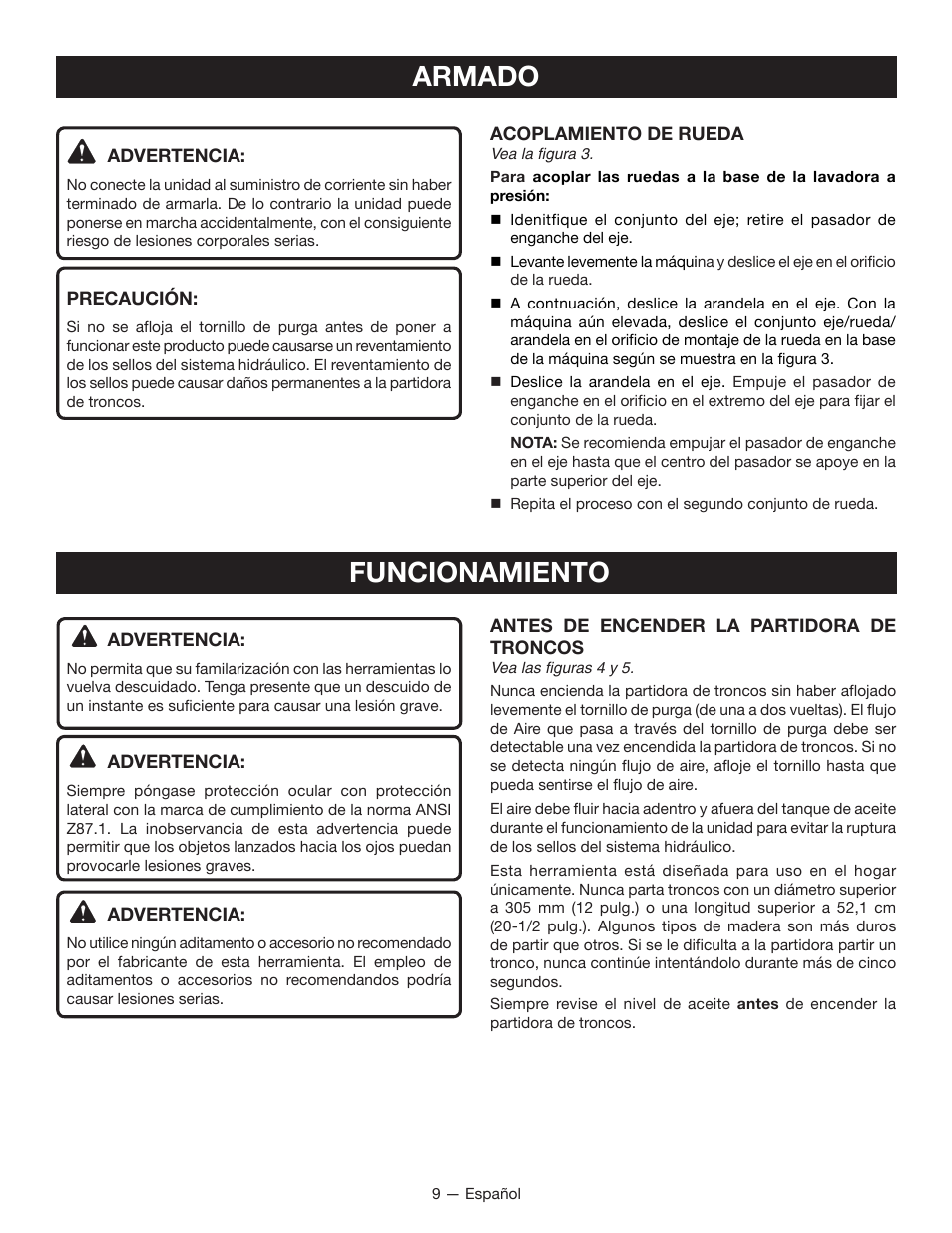 Armado, Funcionamiento | Homelite UT49103 User Manual | Page 33 / 38