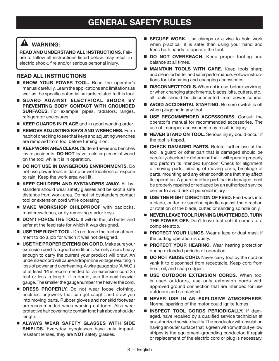 General safety rules | Homelite UT49103 User Manual | Page 5 / 38