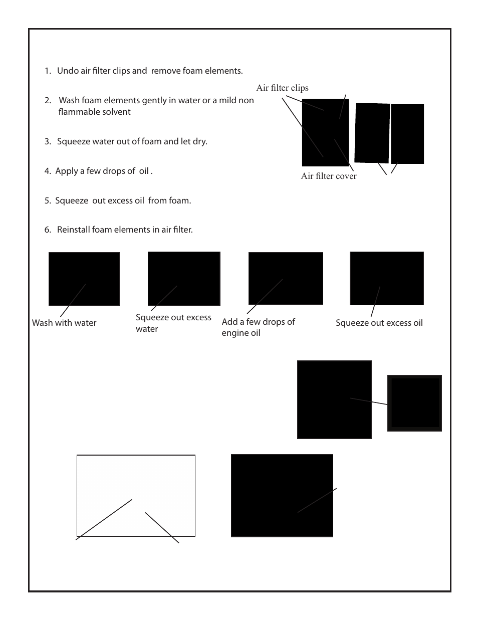 Cleaning of air filter fuel cup cleaning | Homelite ELECTRIC GENERATOR User Manual | Page 12 / 17