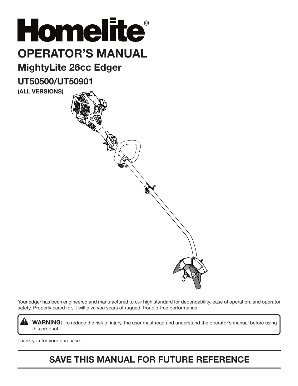 Homelite MIGHTYLITE UT50901 User Manual | 22 pages