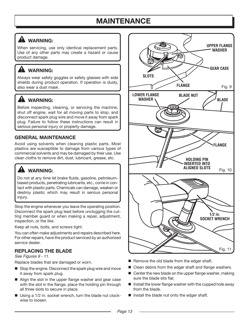Maintenance | Homelite MIGHTYLITE UT50901 User Manual | Page 13 / 22