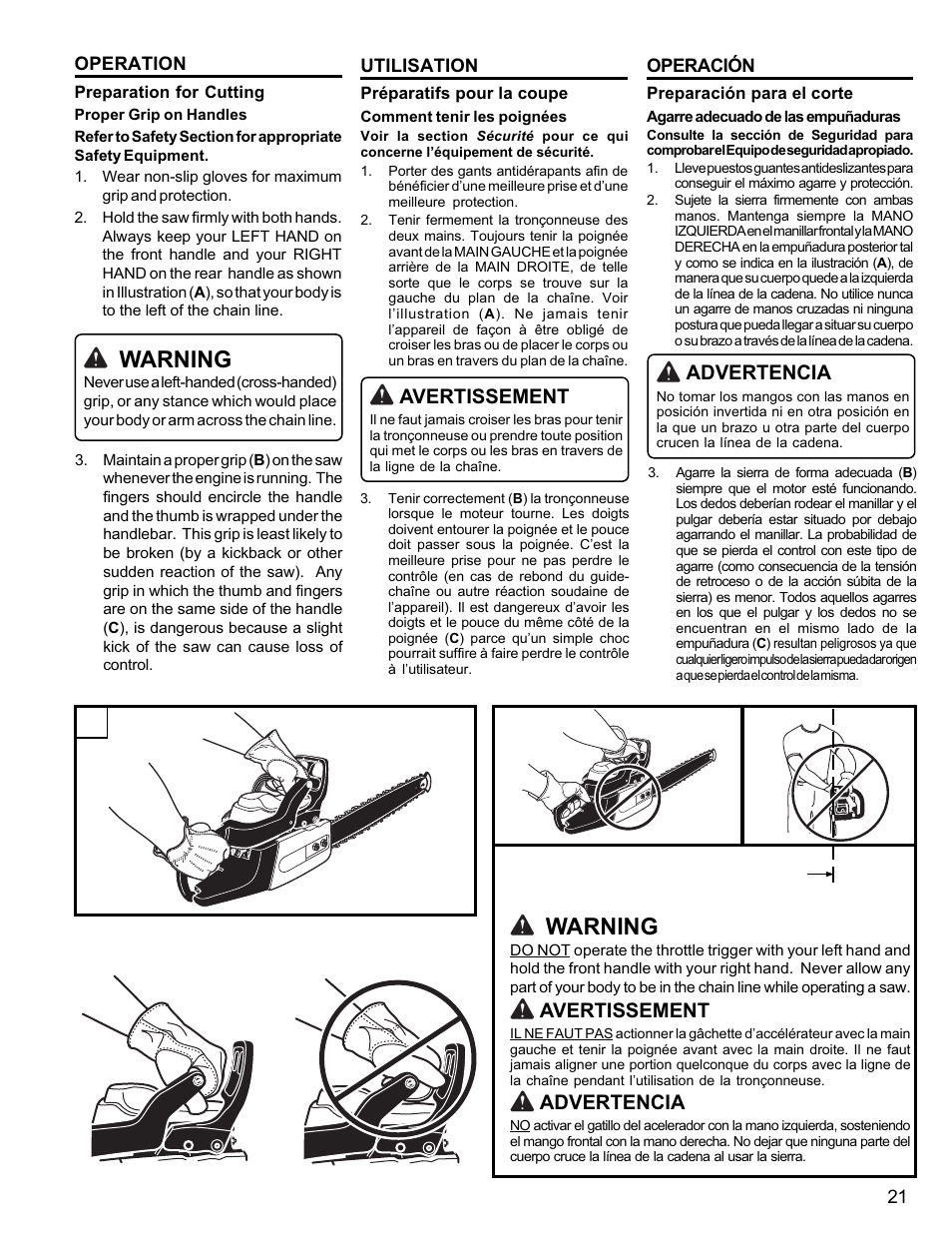 Bc a, Warning, Avertissement | Advertencia | Homelite UT10946 User Manual | Page 21 / 72