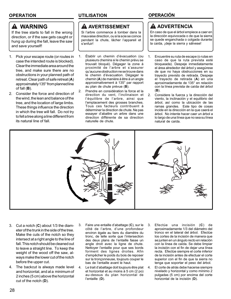 Warning, Avertissement, Advertencia | Homelite UT10946 User Manual | Page 28 / 72