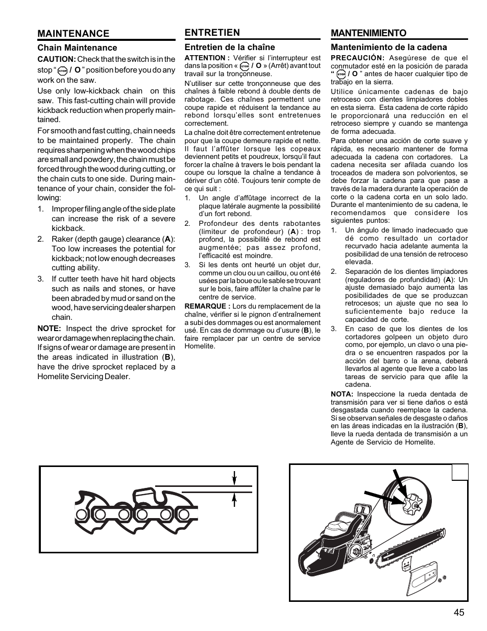 Homelite UT10946 User Manual | Page 45 / 72