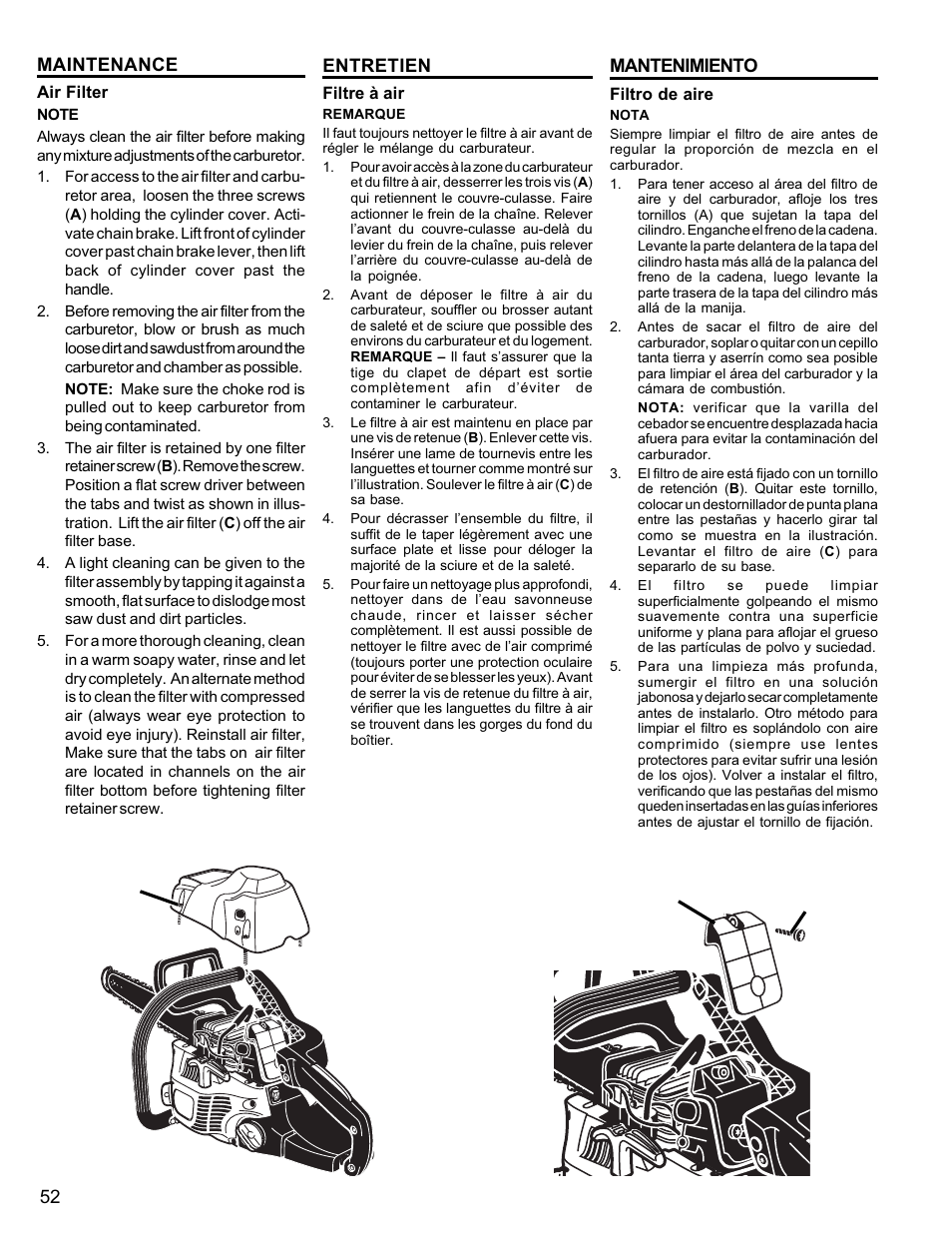 Bc a | Homelite UT10946 User Manual | Page 52 / 72