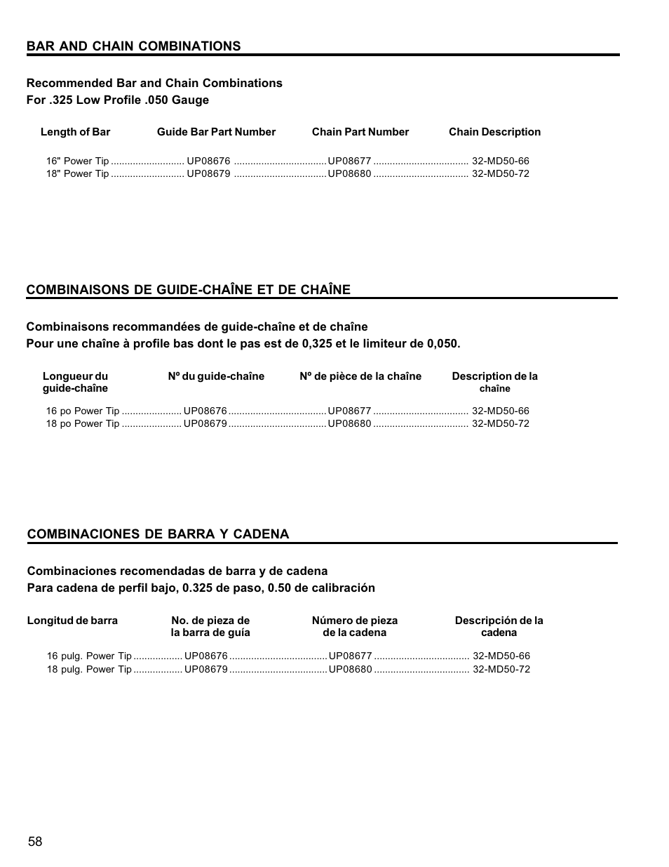 Homelite UT10946 User Manual | Page 58 / 72