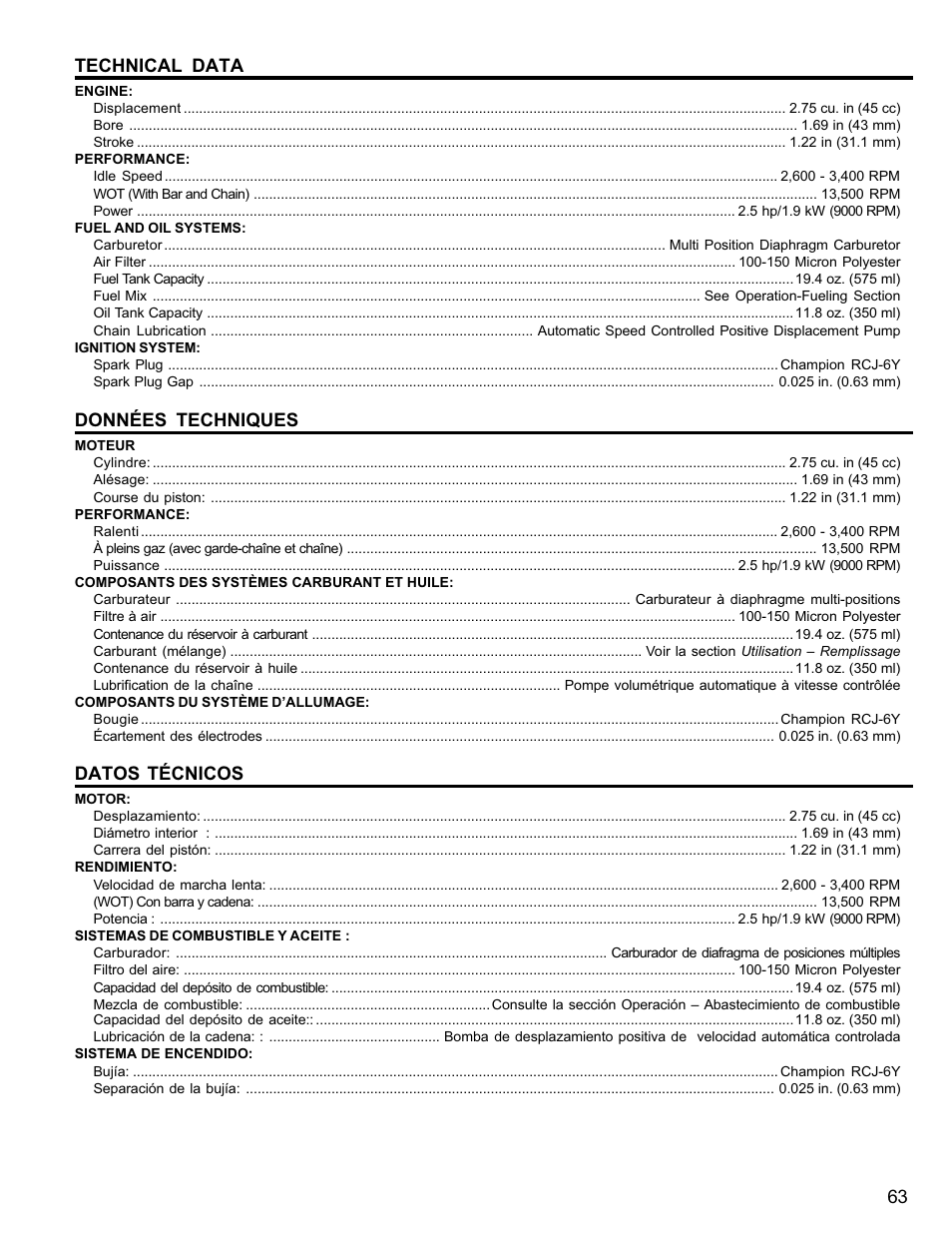 Homelite UT10946 User Manual | Page 63 / 72