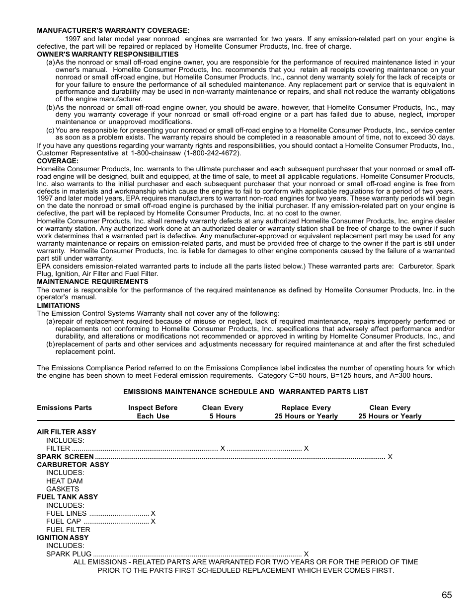 Homelite UT10946 User Manual | Page 65 / 72