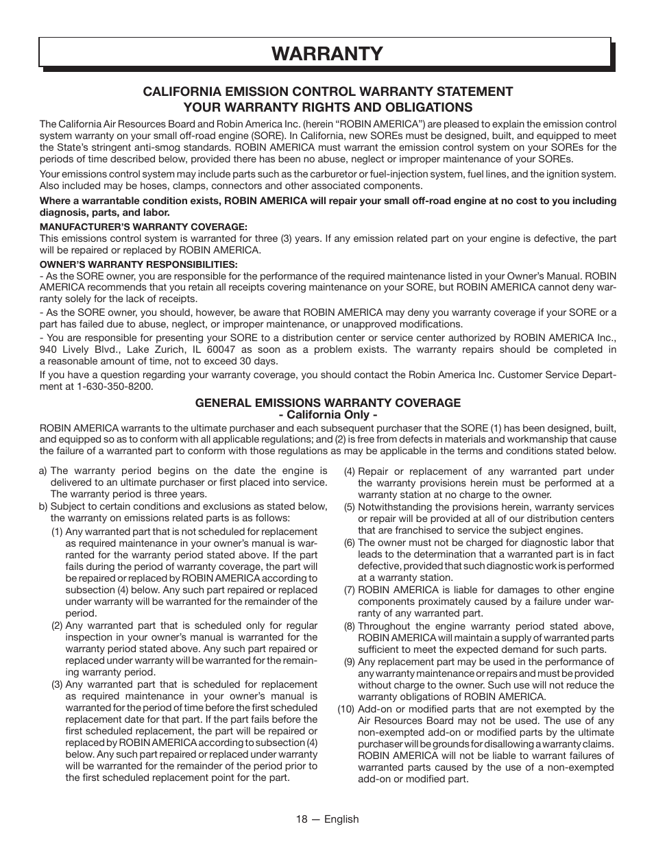 Warranty | Homelite UT80835 User Manual | Page 23 / 65