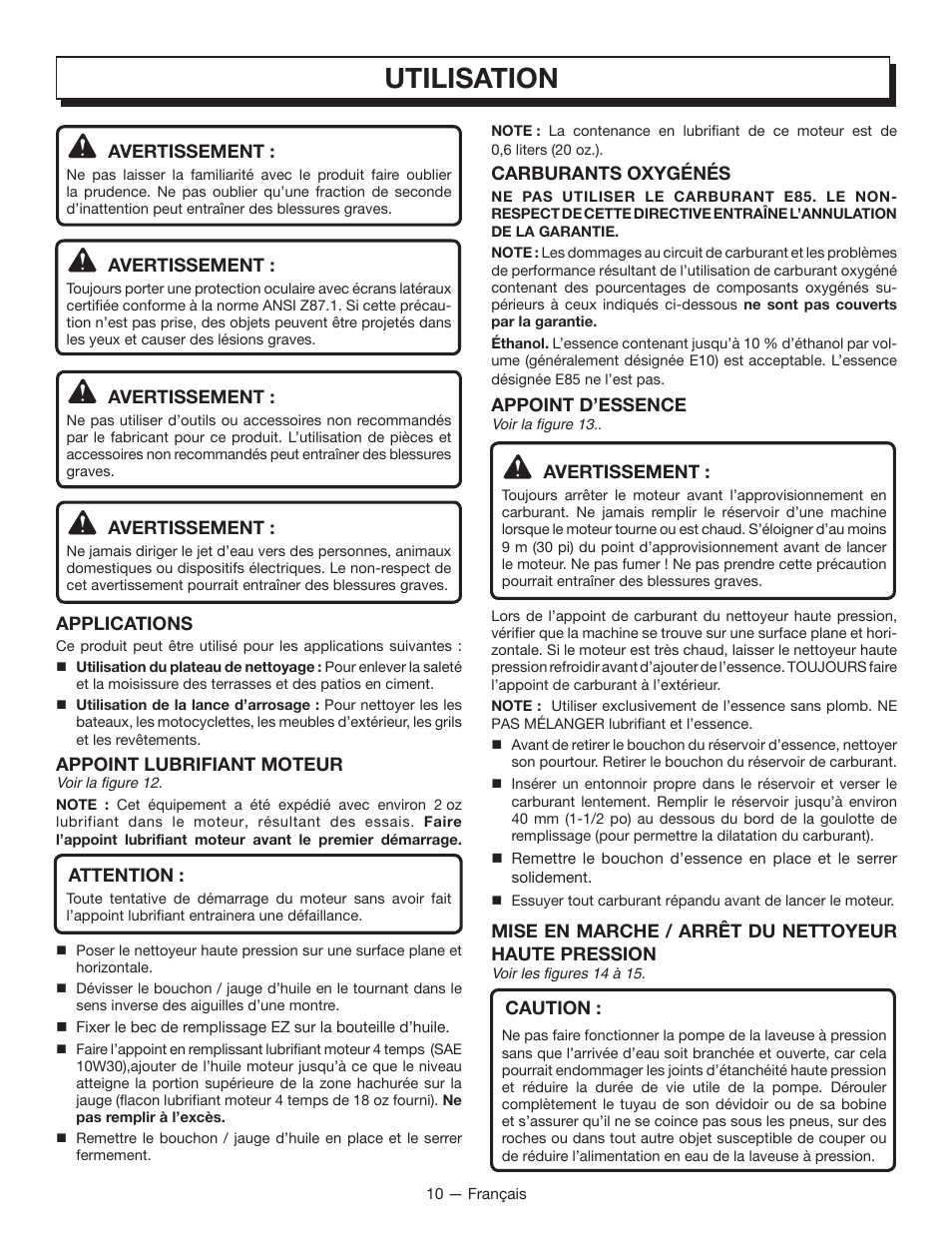 Utilisation | Homelite UT80835 User Manual | Page 34 / 65