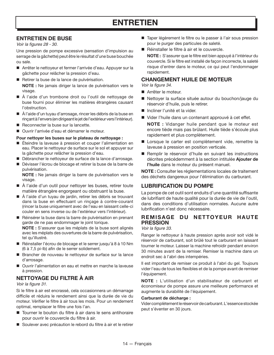 Entretien | Homelite UT80835 User Manual | Page 38 / 65