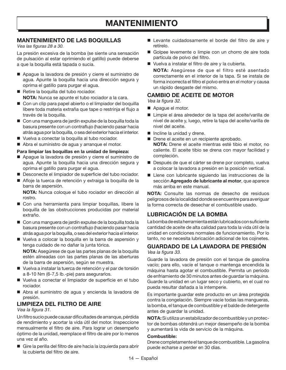 Mantenimiento | Homelite UT80835 User Manual | Page 57 / 65
