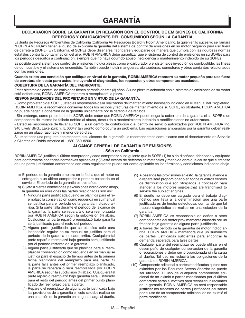 Garantía | Homelite UT80835 User Manual | Page 61 / 65