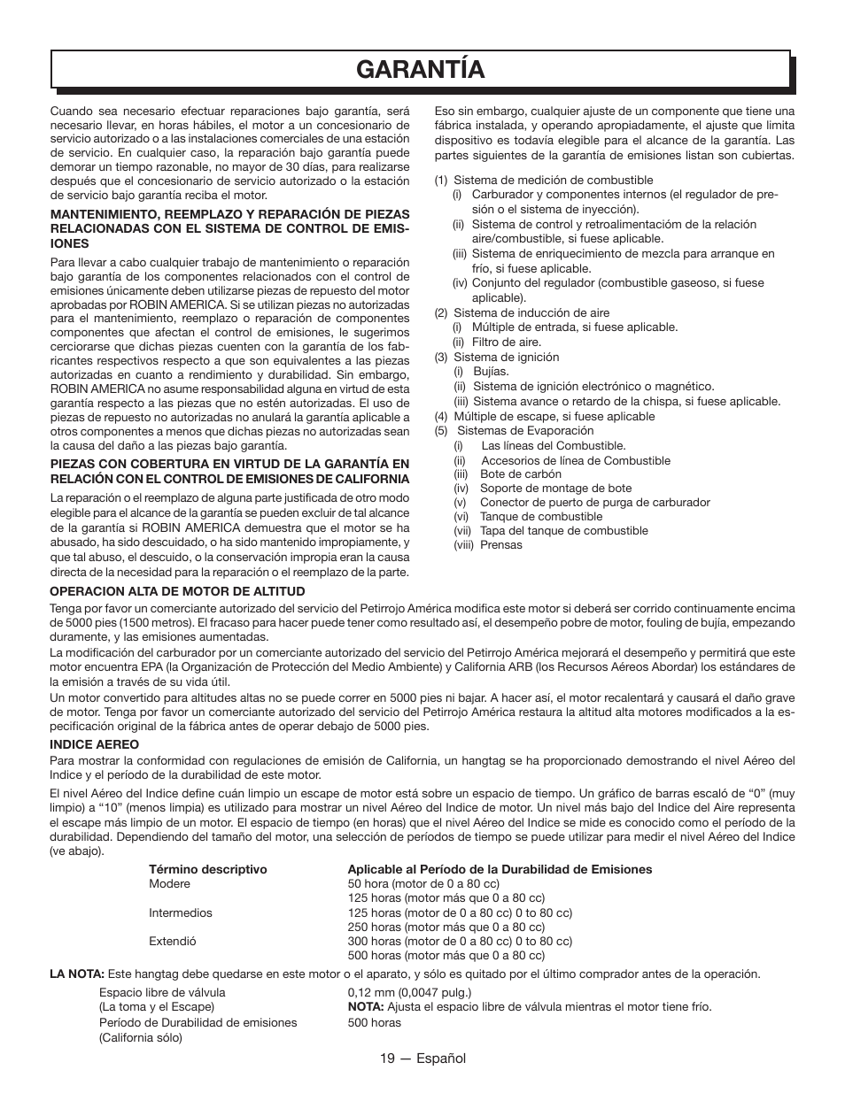 Garantía | Homelite UT80835 User Manual | Page 62 / 65