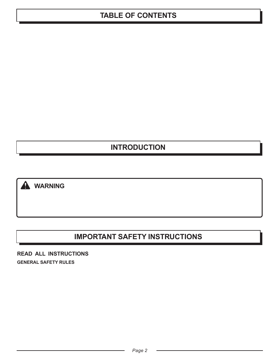 Warning | Homelite TOOL UT20818 User Manual | Page 2 / 20