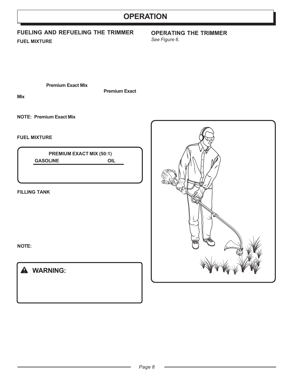 Operation, Warning | Homelite TOOL UT20818 User Manual | Page 8 / 20