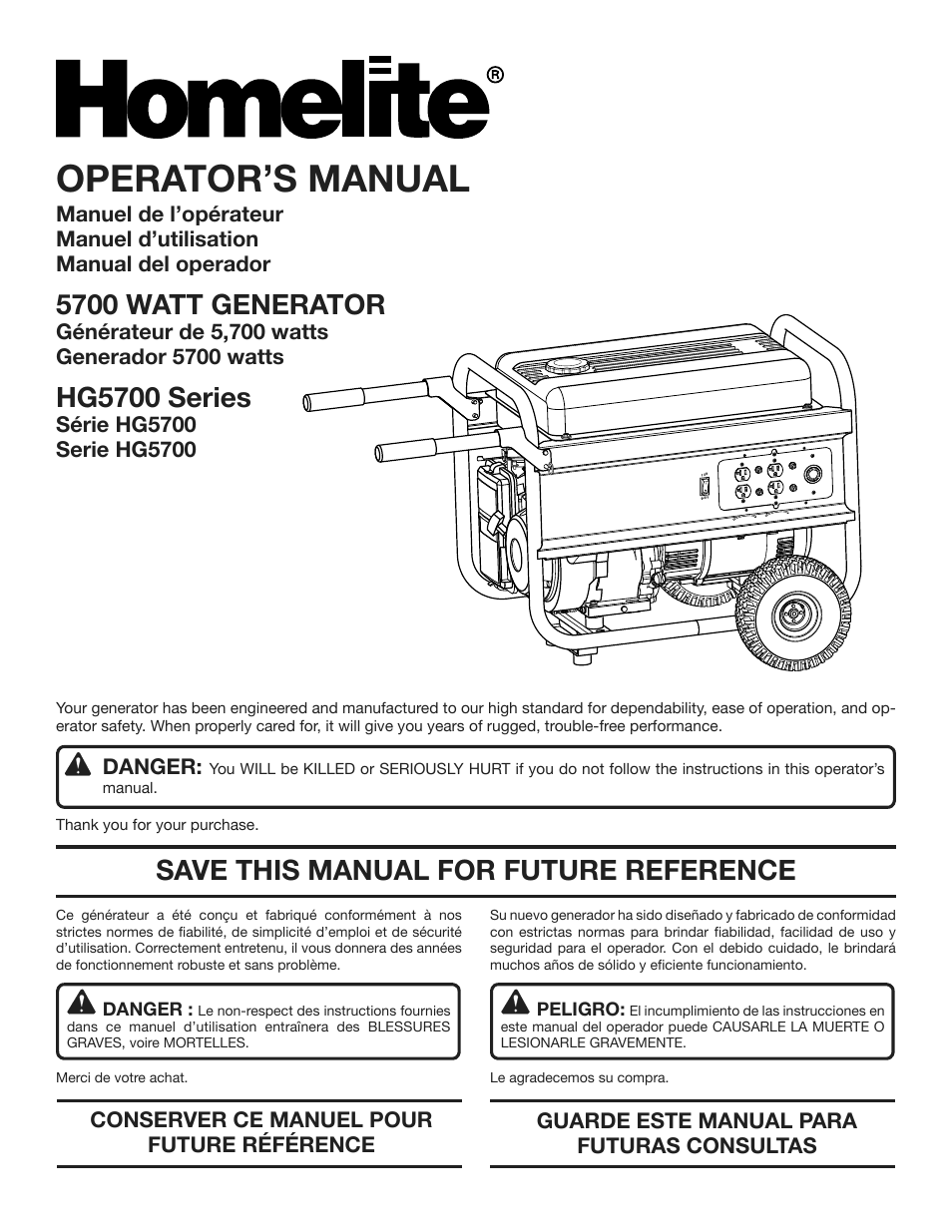 Homelite HG5700 User Manual | 24 pages