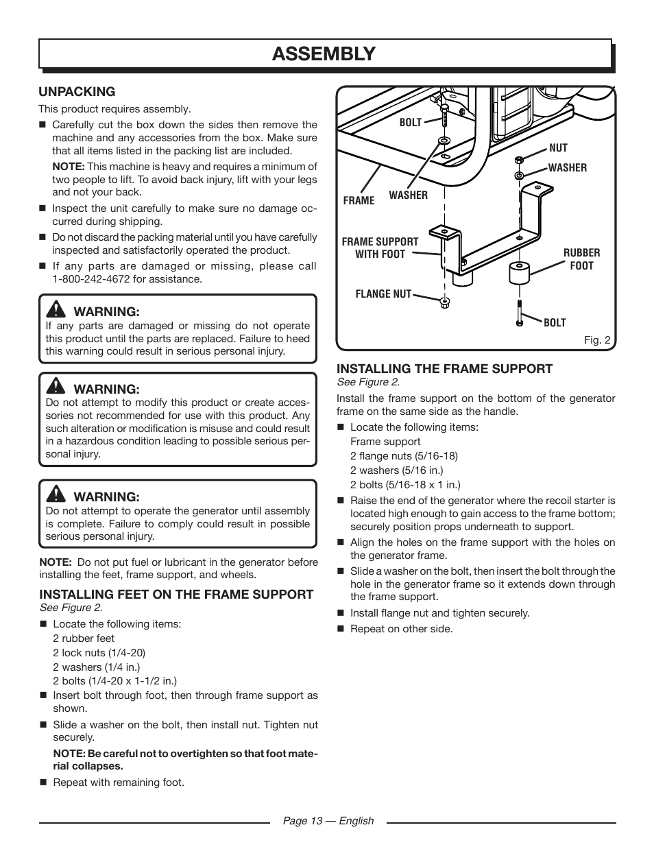 Assembly | Homelite HG5700 User Manual | Page 13 / 24