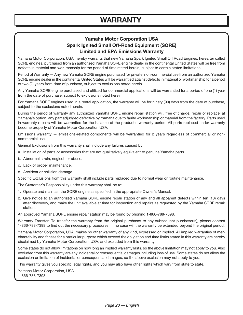 Warranty | Homelite HG5700 User Manual | Page 23 / 24