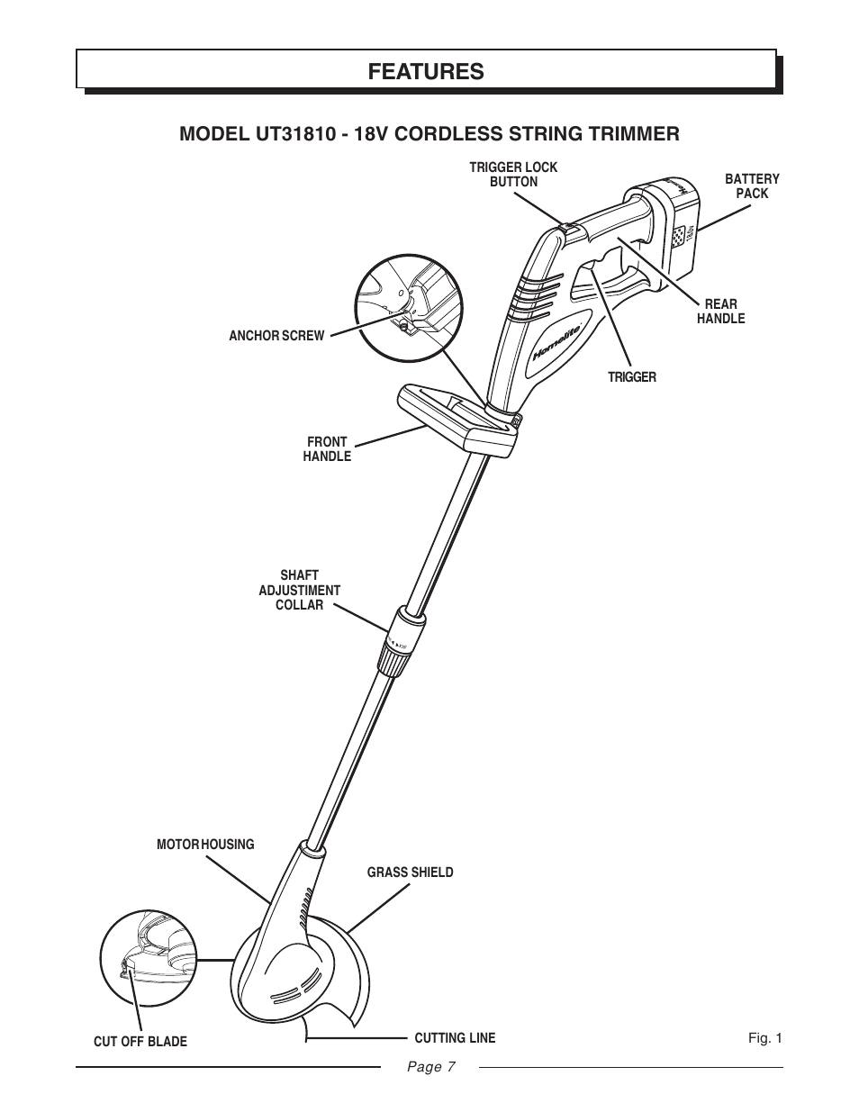 Features | Homelite UT31810 User Manual | Page 7 / 18