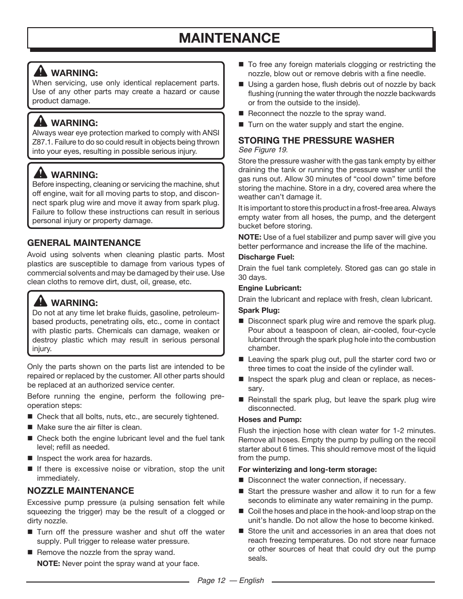 Maintenance | Homelite HL80923 User Manual | Page 16 / 48