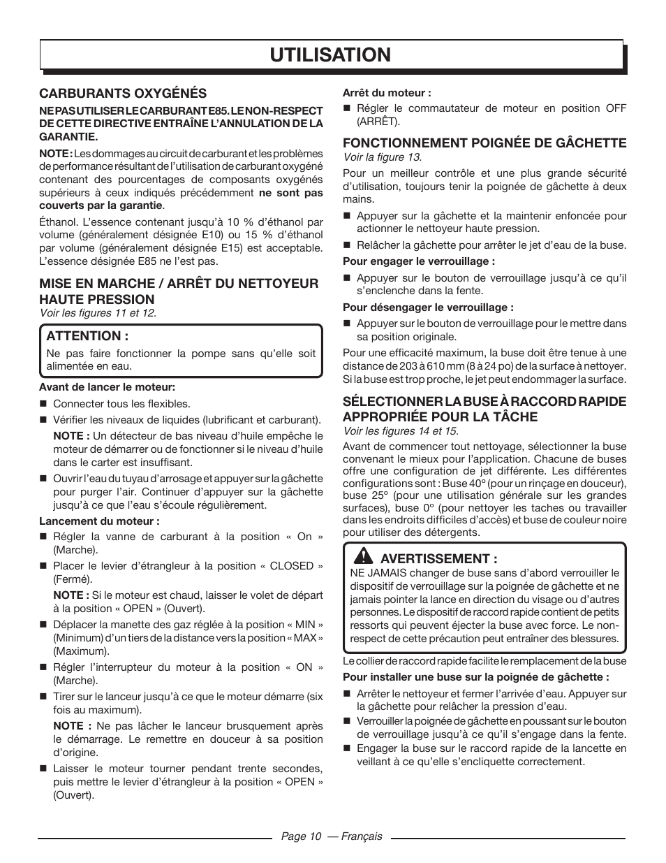 Utilisation | Homelite HL80923 User Manual | Page 27 / 48