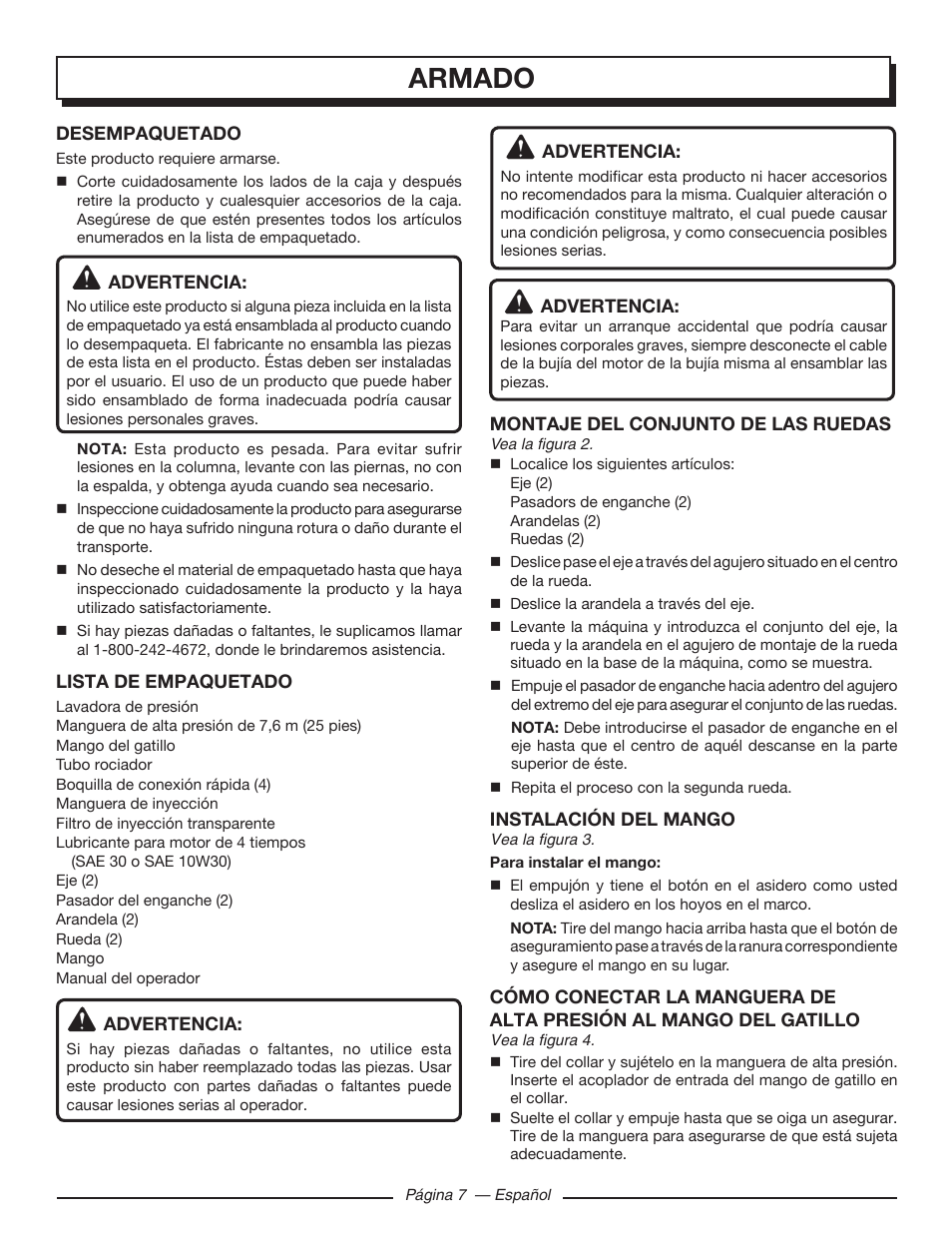 Armado | Homelite HL80923 User Manual | Page 37 / 48