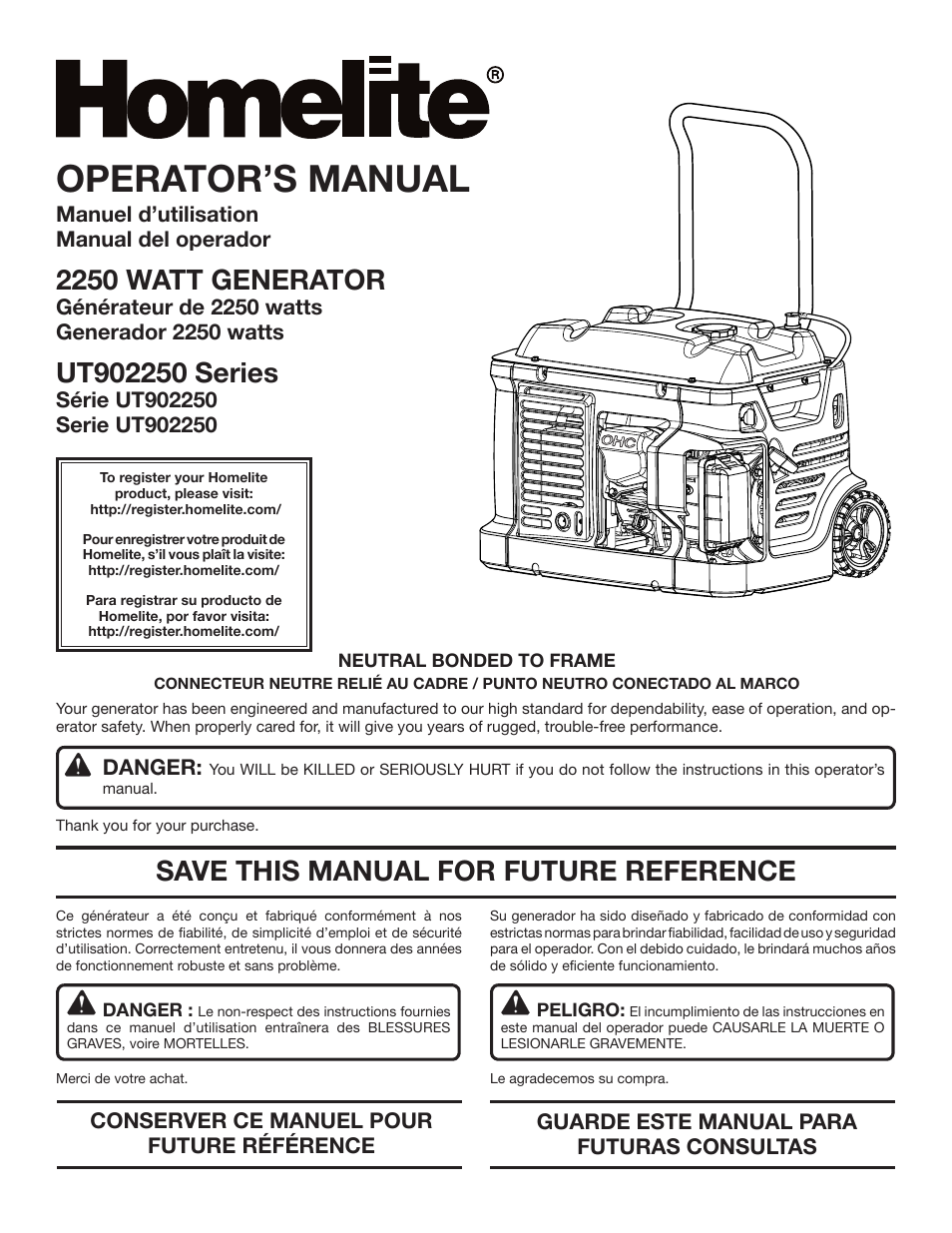 Homelite UT902250 User Manual | 60 pages