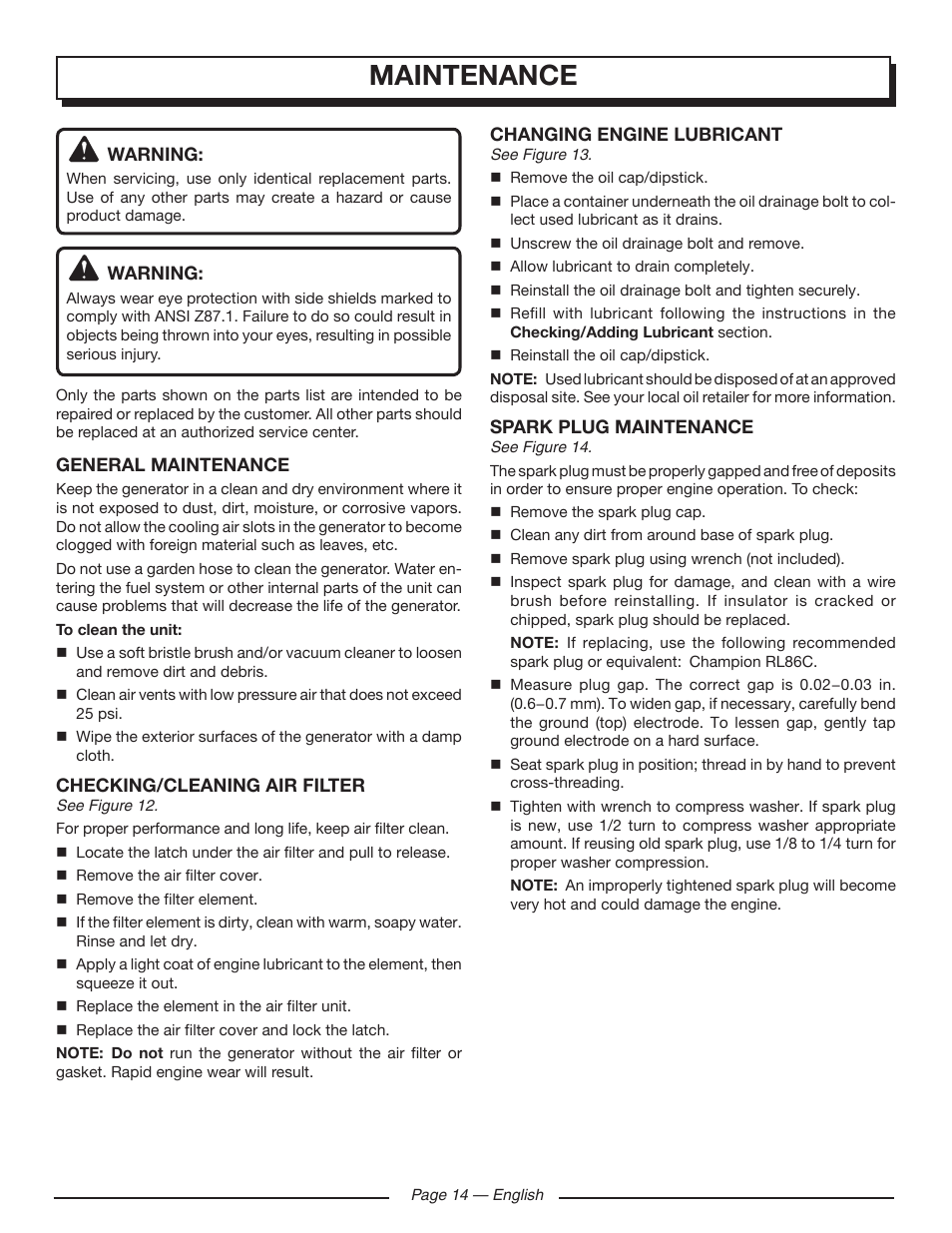 Maintenance | Homelite UT902250 User Manual | Page 18 / 60