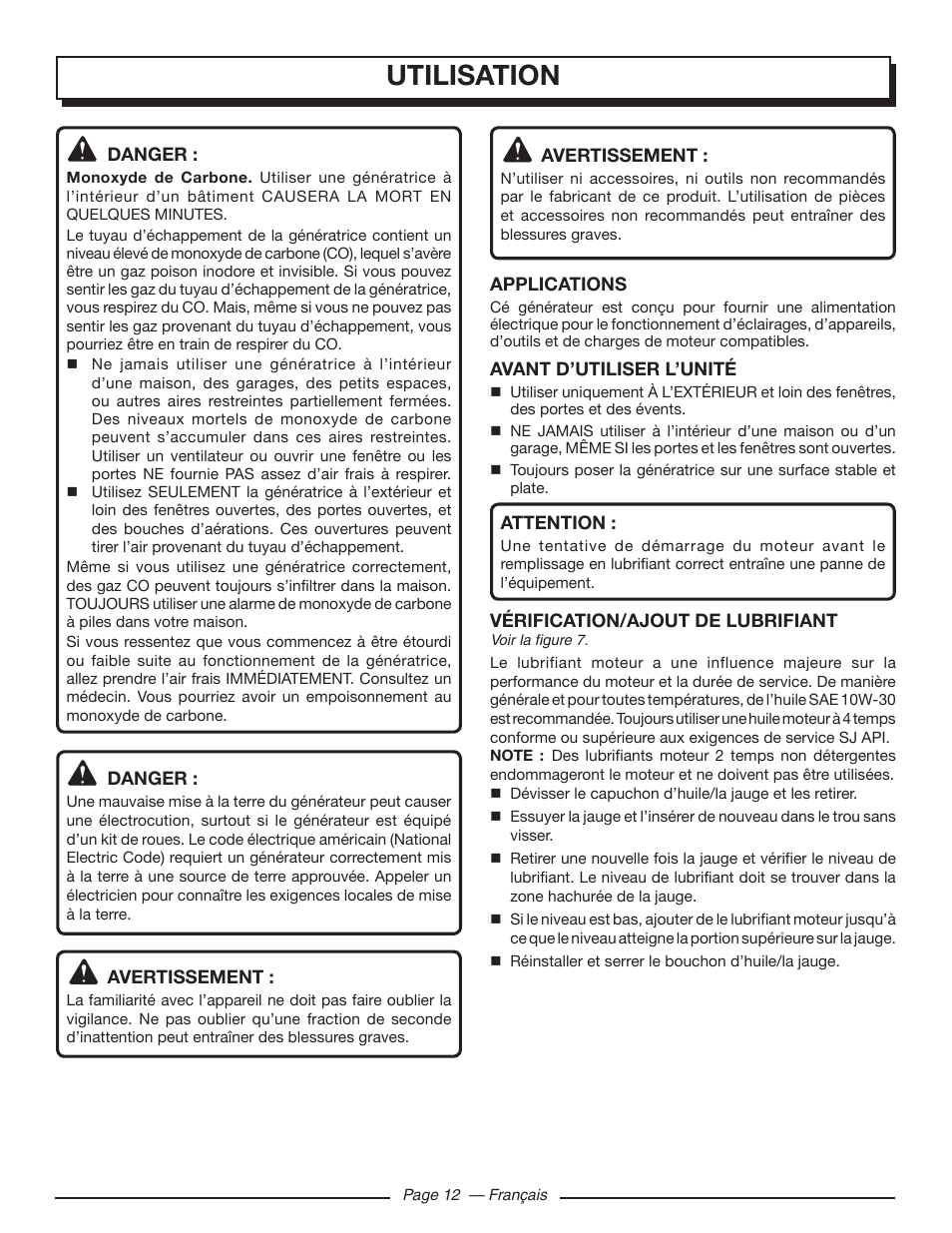 Utilisation | Homelite UT902250 User Manual | Page 34 / 60