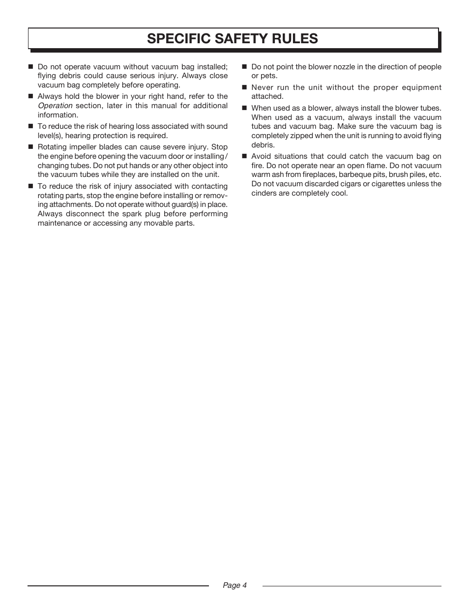 Specific safety rules | Homelite UT08947 User Manual | Page 4 / 22