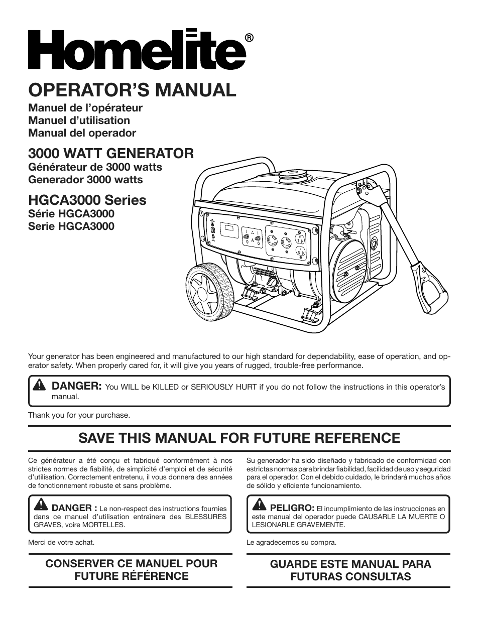 Homelite HGCA3000 User Manual | 64 pages