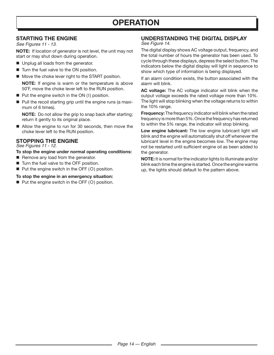Operation | Homelite HGCA3000 User Manual | Page 18 / 64