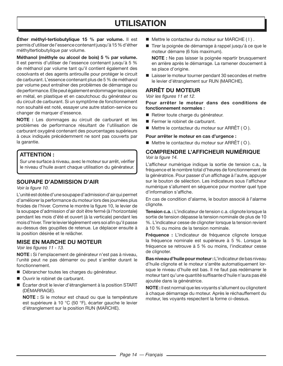 Utilisation | Homelite HGCA3000 User Manual | Page 37 / 64