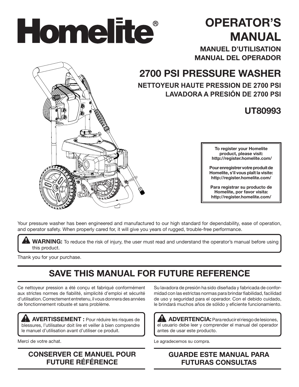 Homelite UT80993 User Manual | 48 pages