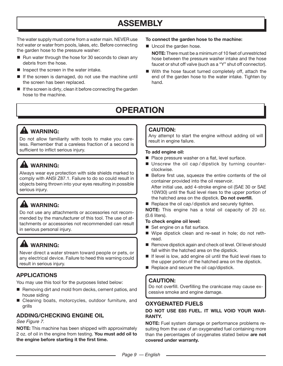 Operation, Assembly | Homelite UT80993 User Manual | Page 13 / 48