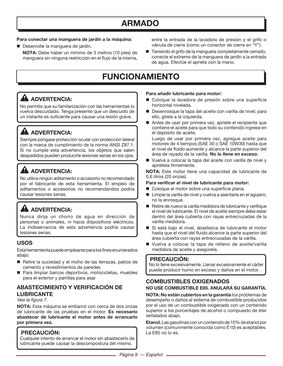 Funcionamiento, Armado | Homelite UT80993 User Manual | Page 41 / 48