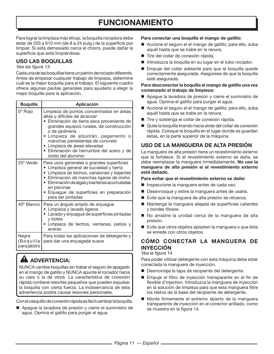 Funcionamiento | Homelite UT80993 User Manual | Page 43 / 48