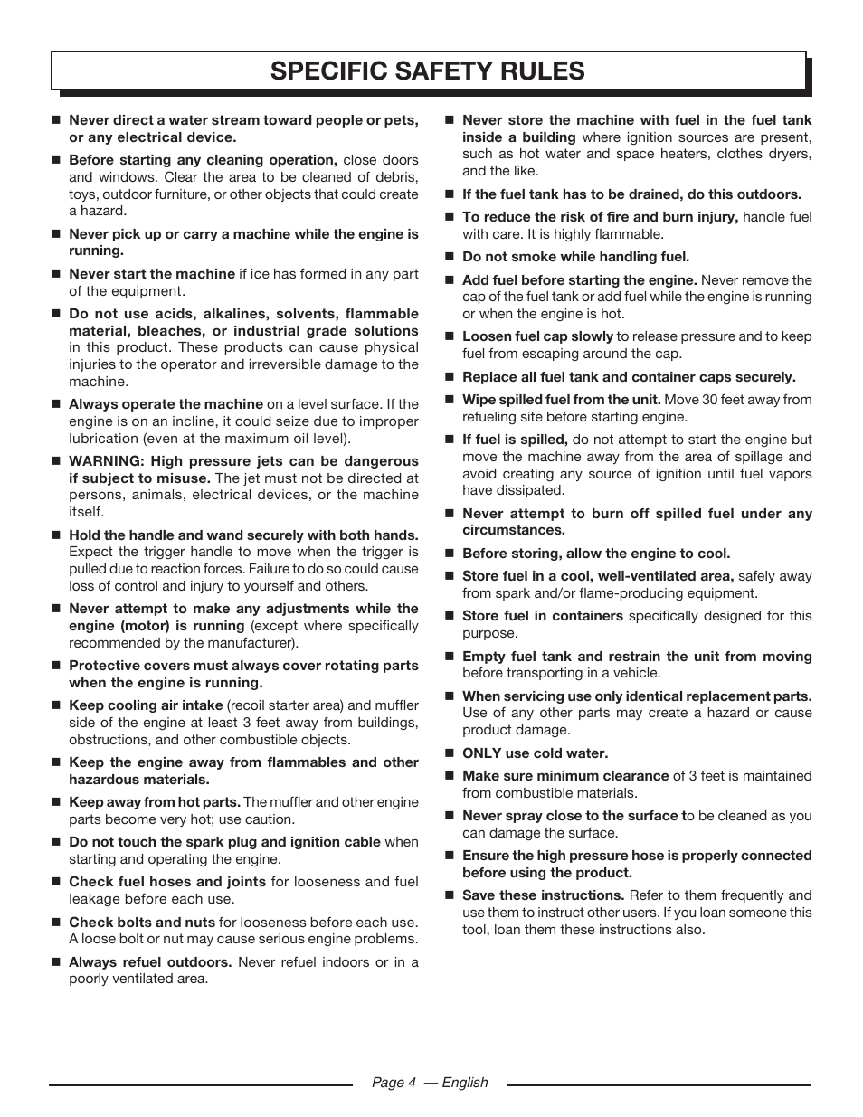 Specific safety rules | Homelite UT80993 User Manual | Page 8 / 48