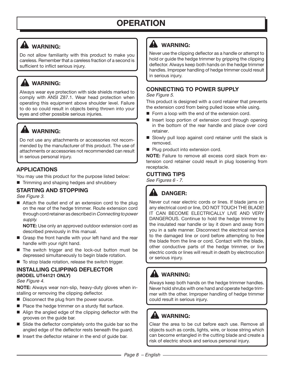 Operation | Homelite UT44121 User Manual | Page 10 / 38