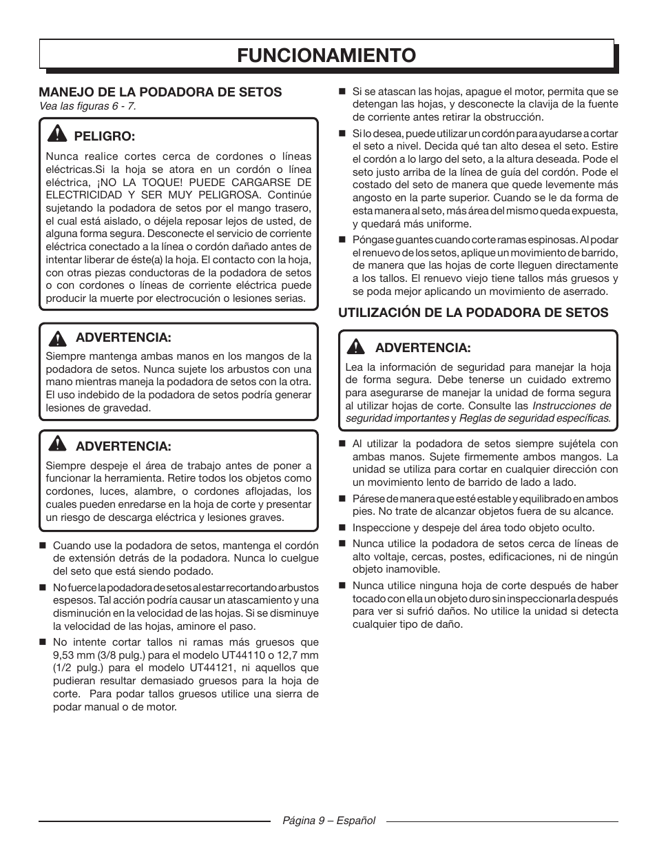 Funcionamiento | Homelite UT44121 User Manual | Page 33 / 38