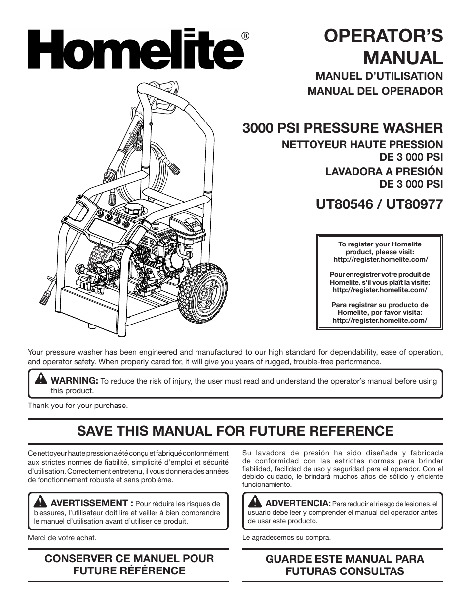 Homelite UT80546 User Manual | 52 pages