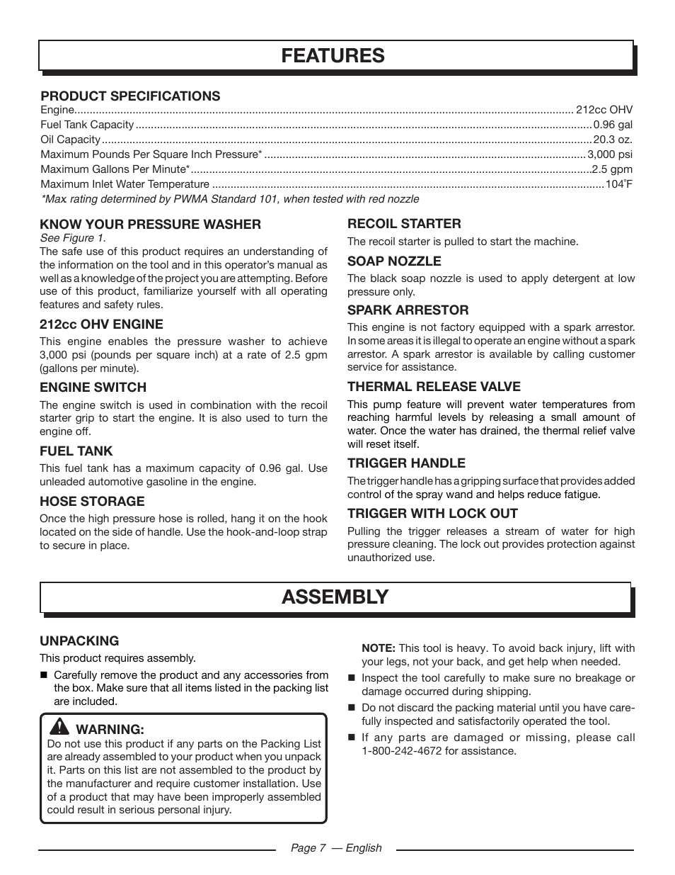 Features, Assembly | Homelite UT80546 User Manual | Page 11 / 52