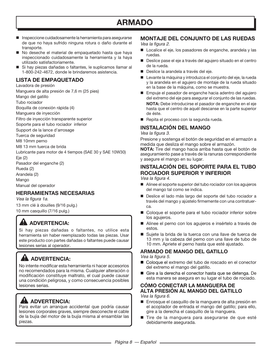 Armado | Homelite UT80546 User Manual | Page 42 / 52