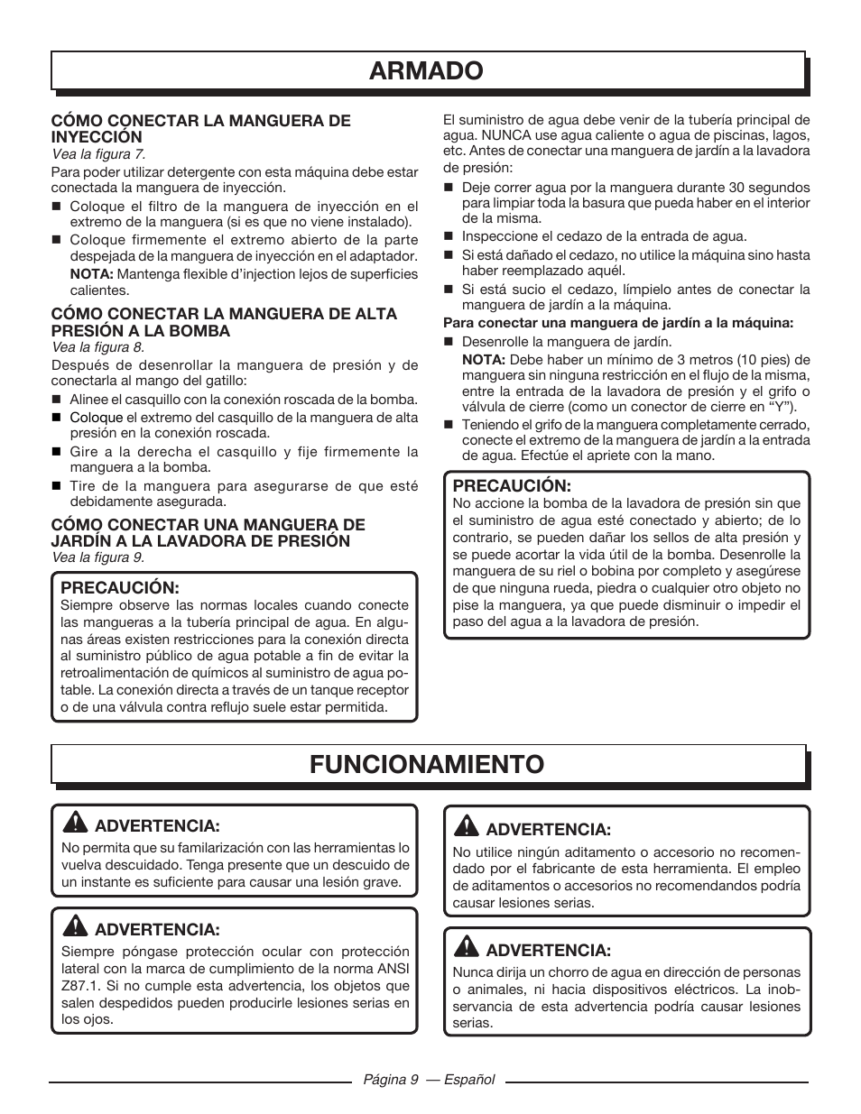 Armado, Funcionamiento | Homelite UT80546 User Manual | Page 43 / 52