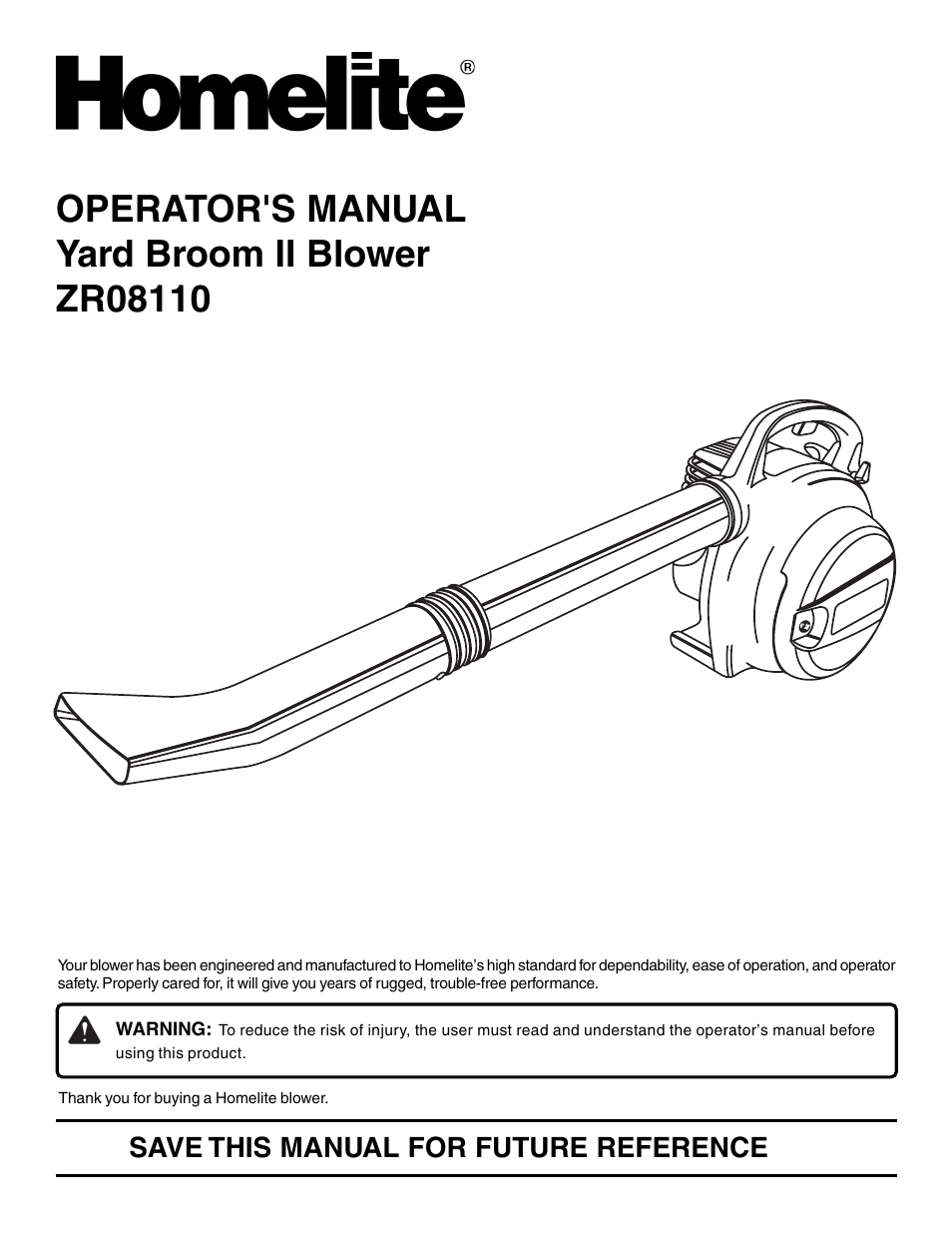 Homelite ZR08110 User Manual | 16 pages