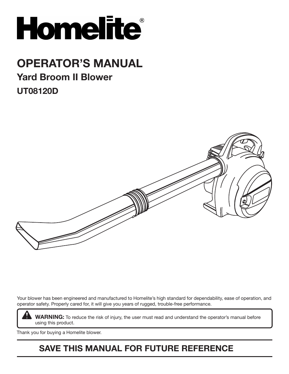 Homelite UT08120D User Manual | 16 pages