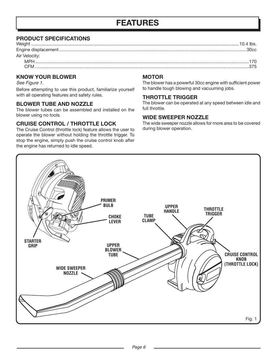 Features | Homelite UT08120D User Manual | Page 6 / 16