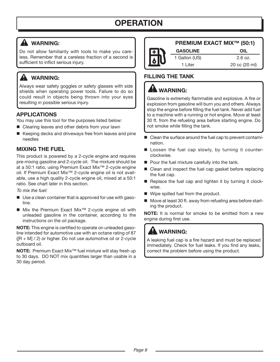 Operation | Homelite UT08120D User Manual | Page 8 / 16